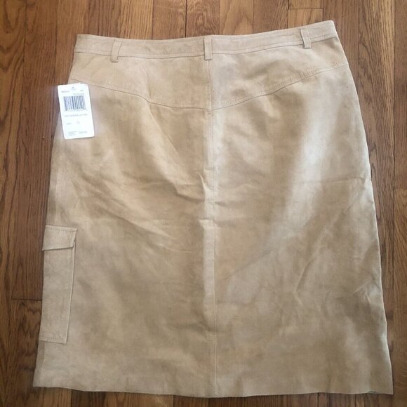 NWT August Silk Logic Womens Size 12 Brown Suede Leather Skirt Lined - Picture 4 of 6